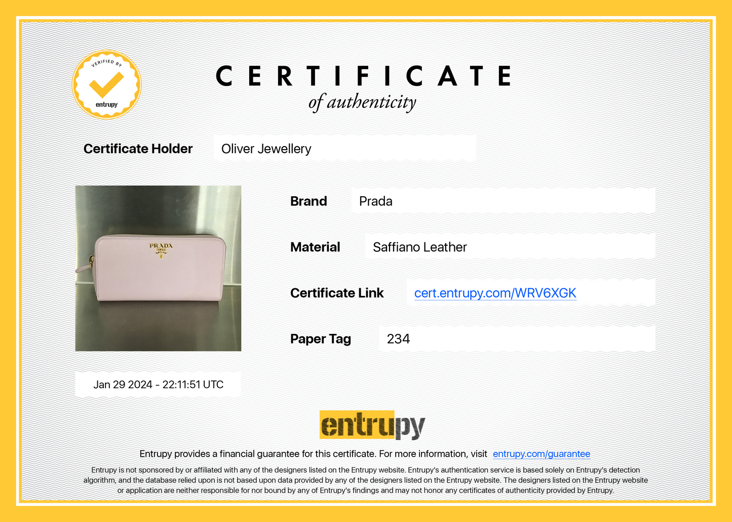 Prada Pink Saffiano Leather Zip Around Wallet