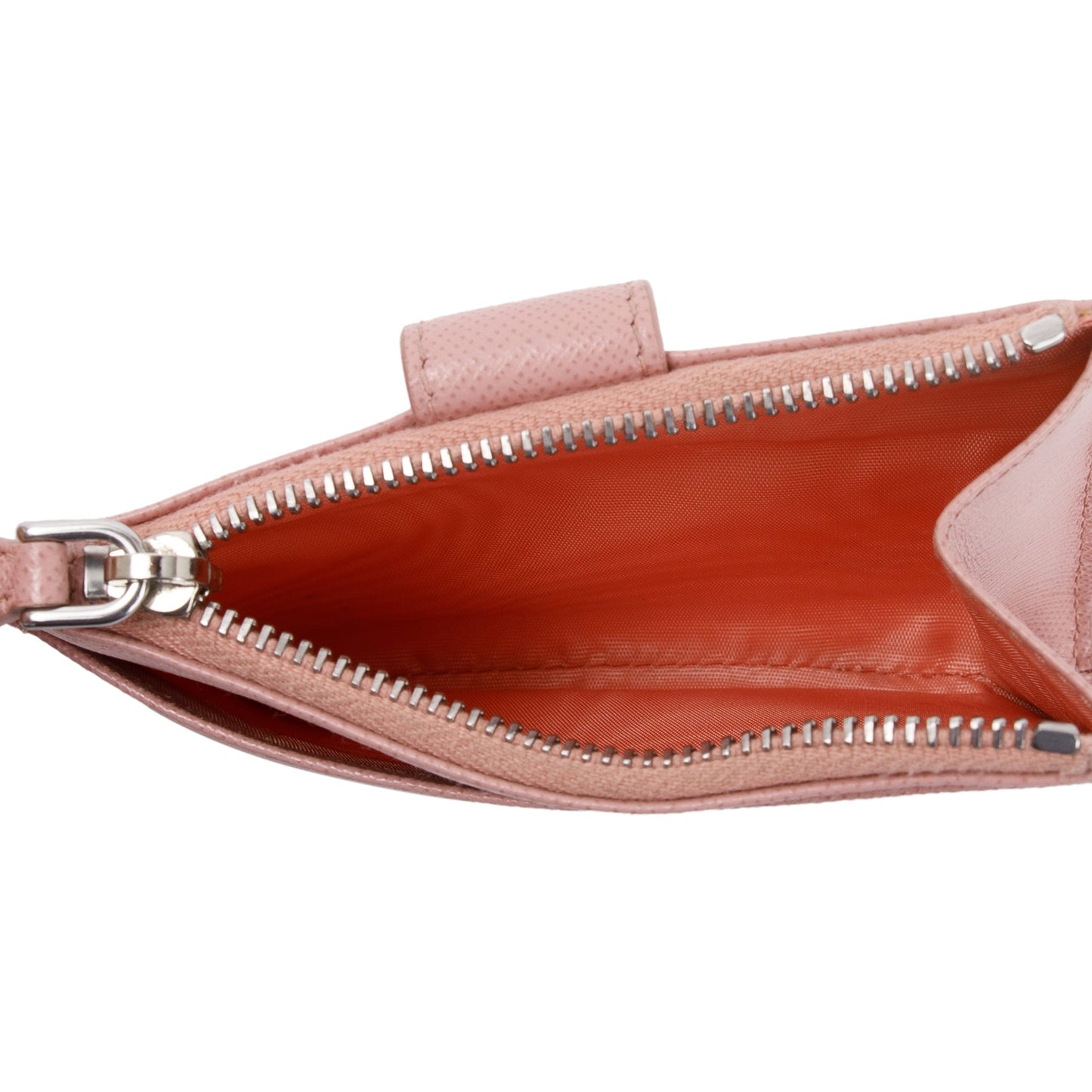Prada Pink Saffiano Leather Zip Card Holder