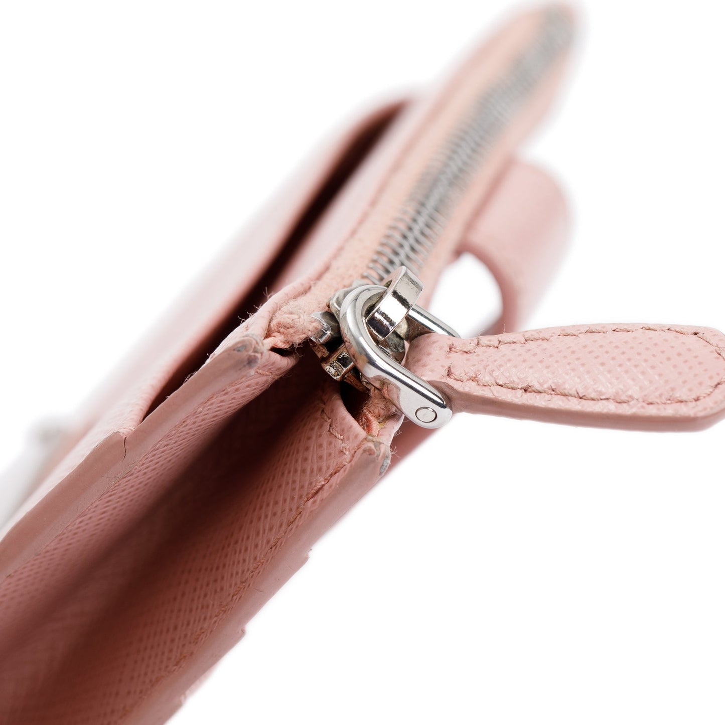 Prada Pink Saffiano Leather Zip Card Holder