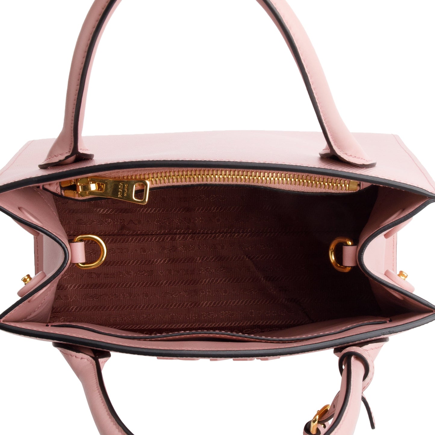 Prada Pink Saffiano Lux Small Monochrome Top Handle Tote