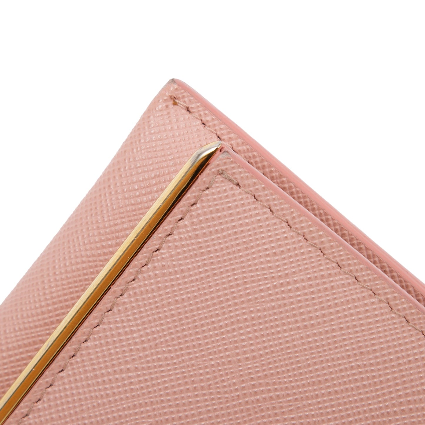 Prada Pink Saffiano Metal Flap Card Holder