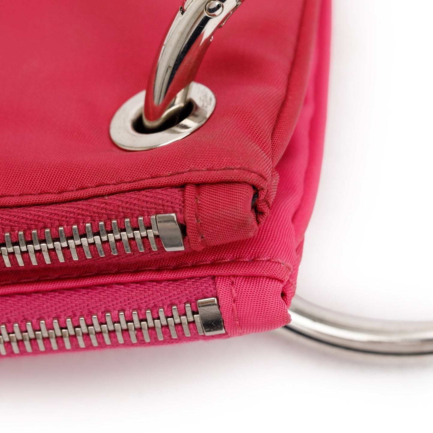 Prada Pink/Red  Tessuto O-Ring Wristlet