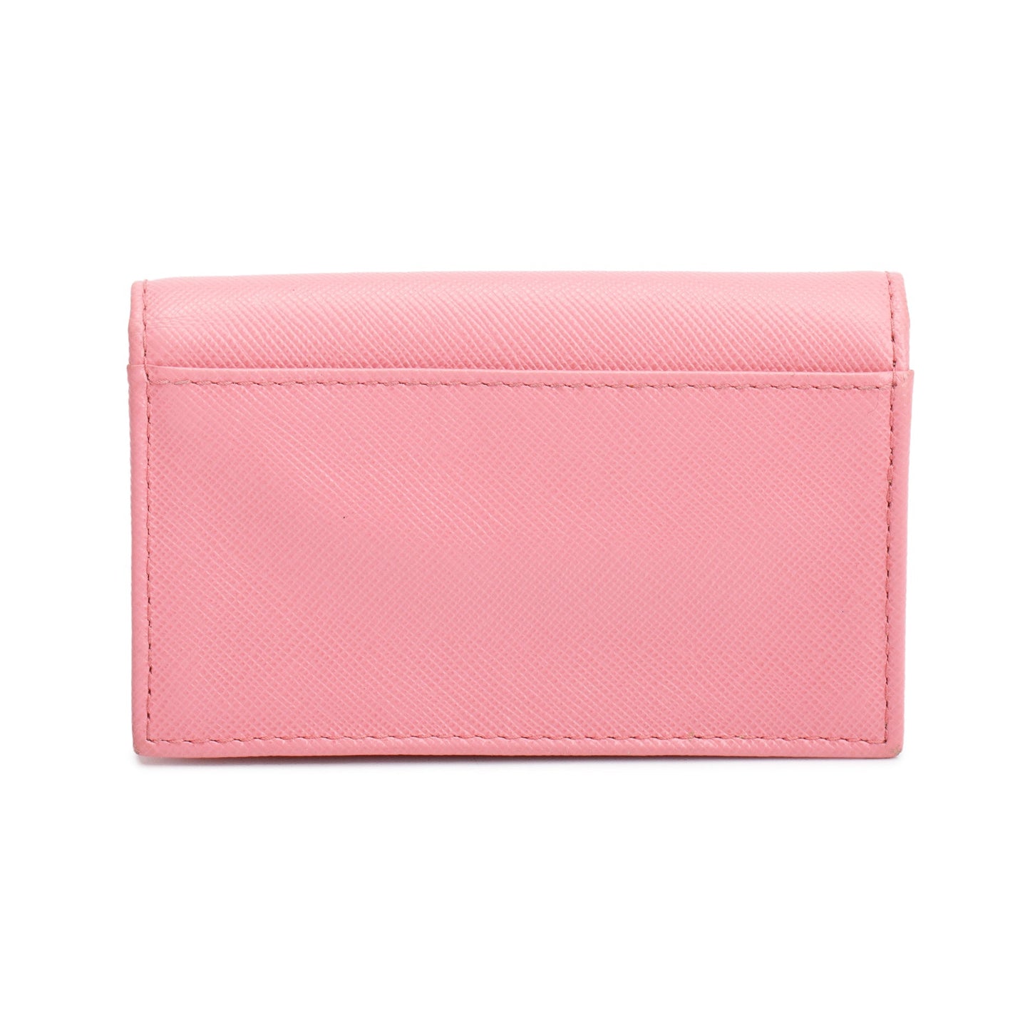 Prada Pinkk Saffiano Leather Flap Card Holder