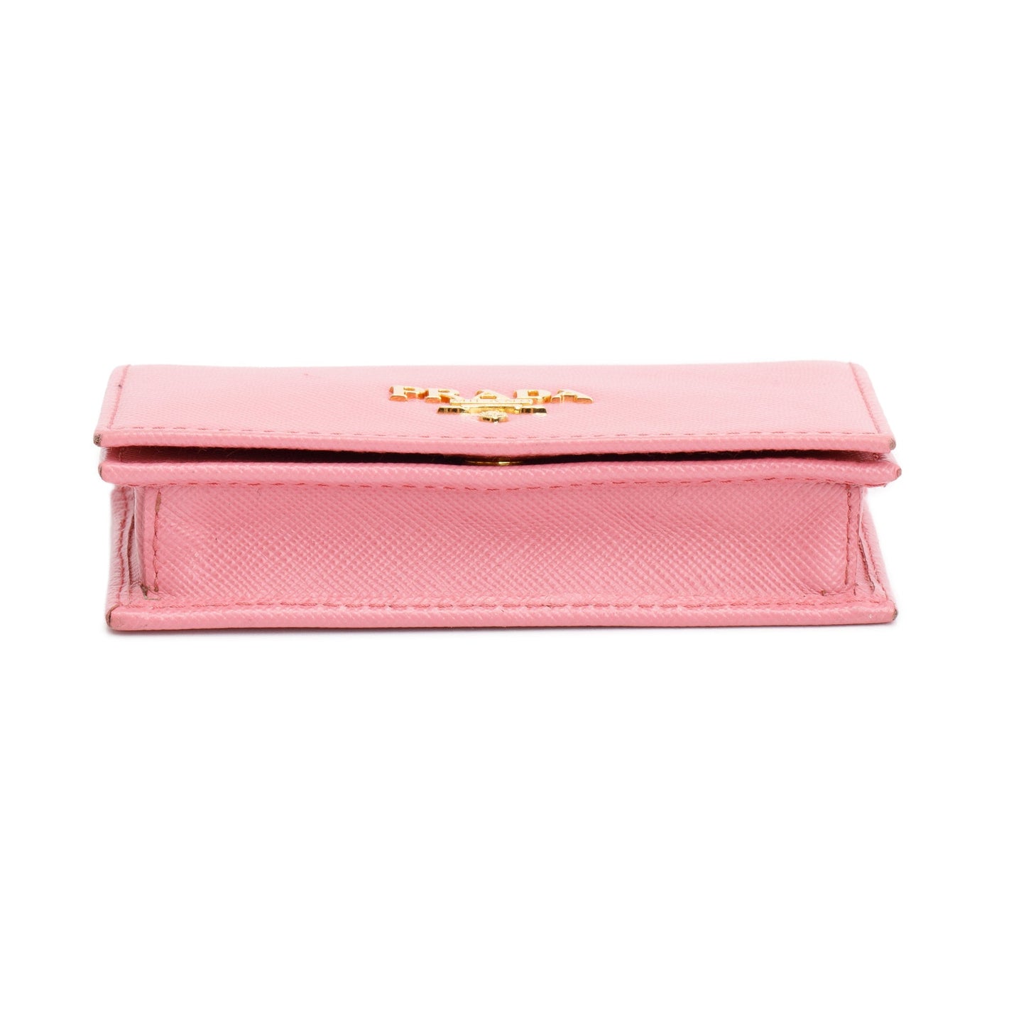 Prada Pinkk Saffiano Leather Flap Card Holder