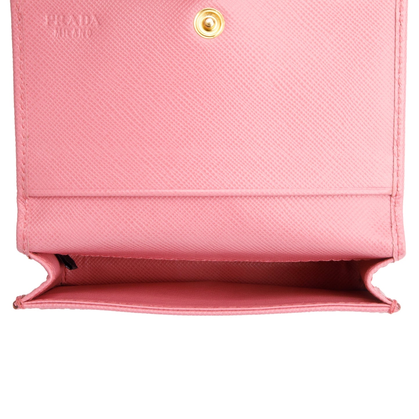 Prada Pinkk Saffiano Leather Flap Card Holder