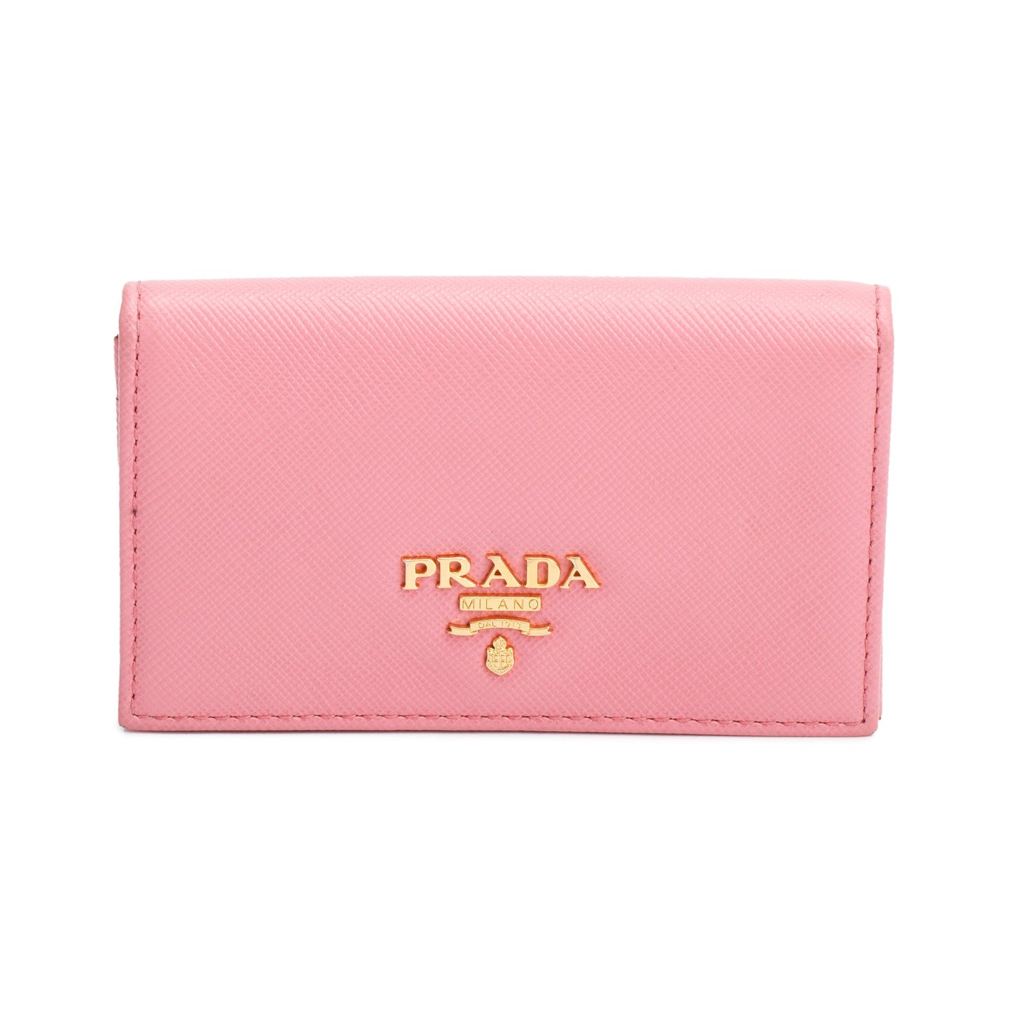 Prada Pinkk Saffiano Leather Flap Card Holder