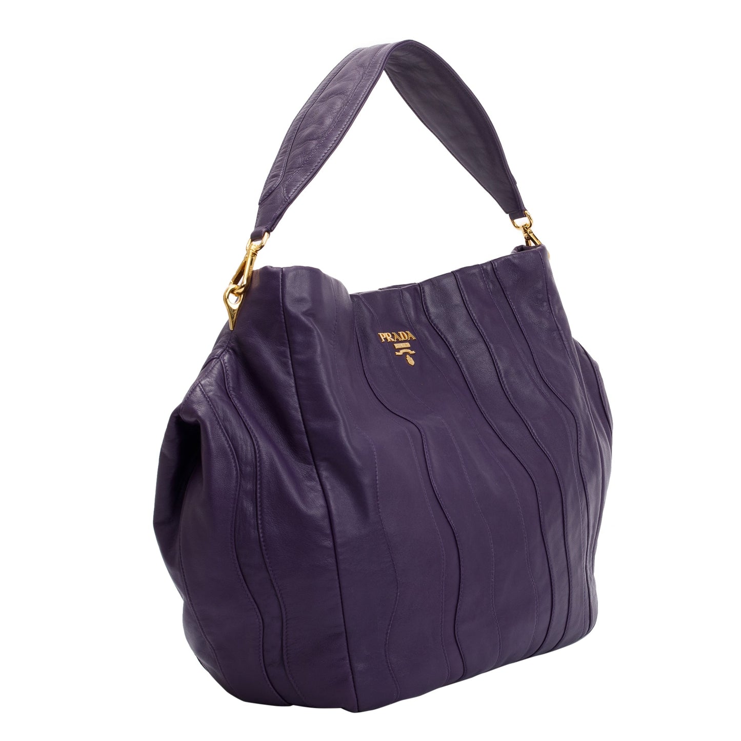 Prada Purple Nappa Stripes Leather Shoulder Bag