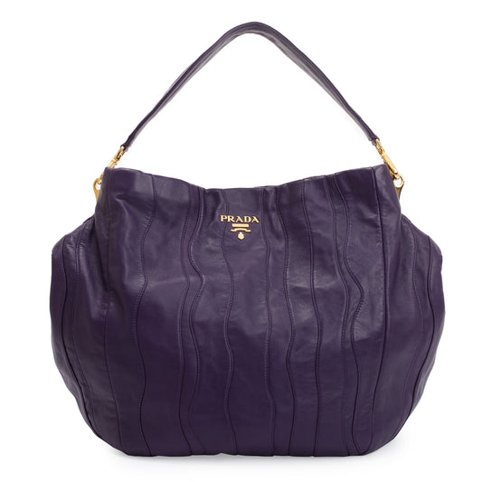 Prada Purple Nappa Stripes Leather Shoulder Bag