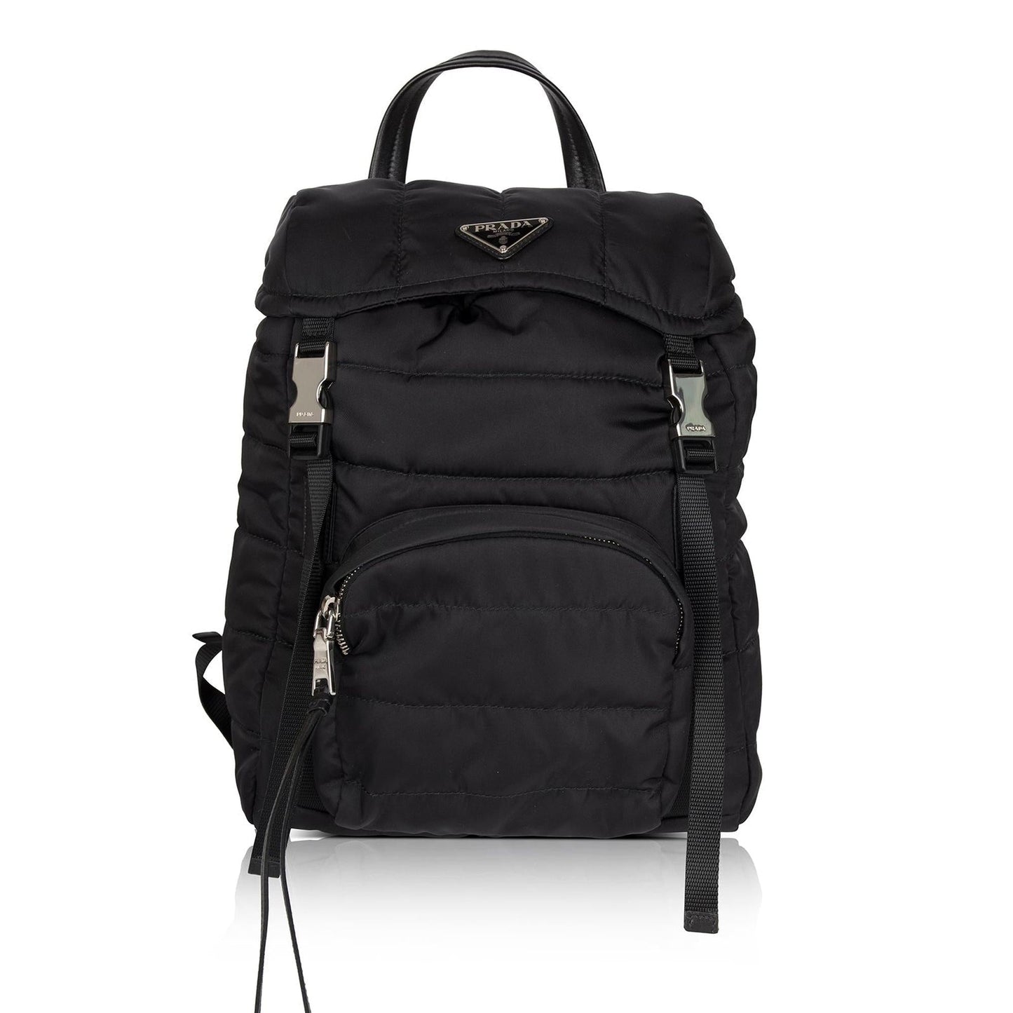 Prada Quilted Tessuto Nylon Double Buckle Backpack