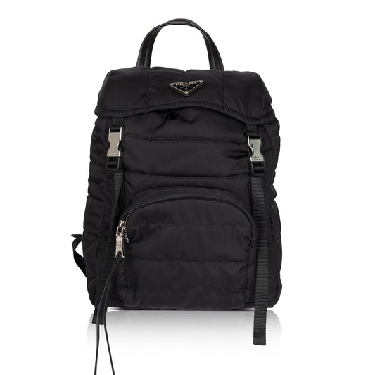 Prada Quilted Tessuto Nylon Double Buckle Backpack