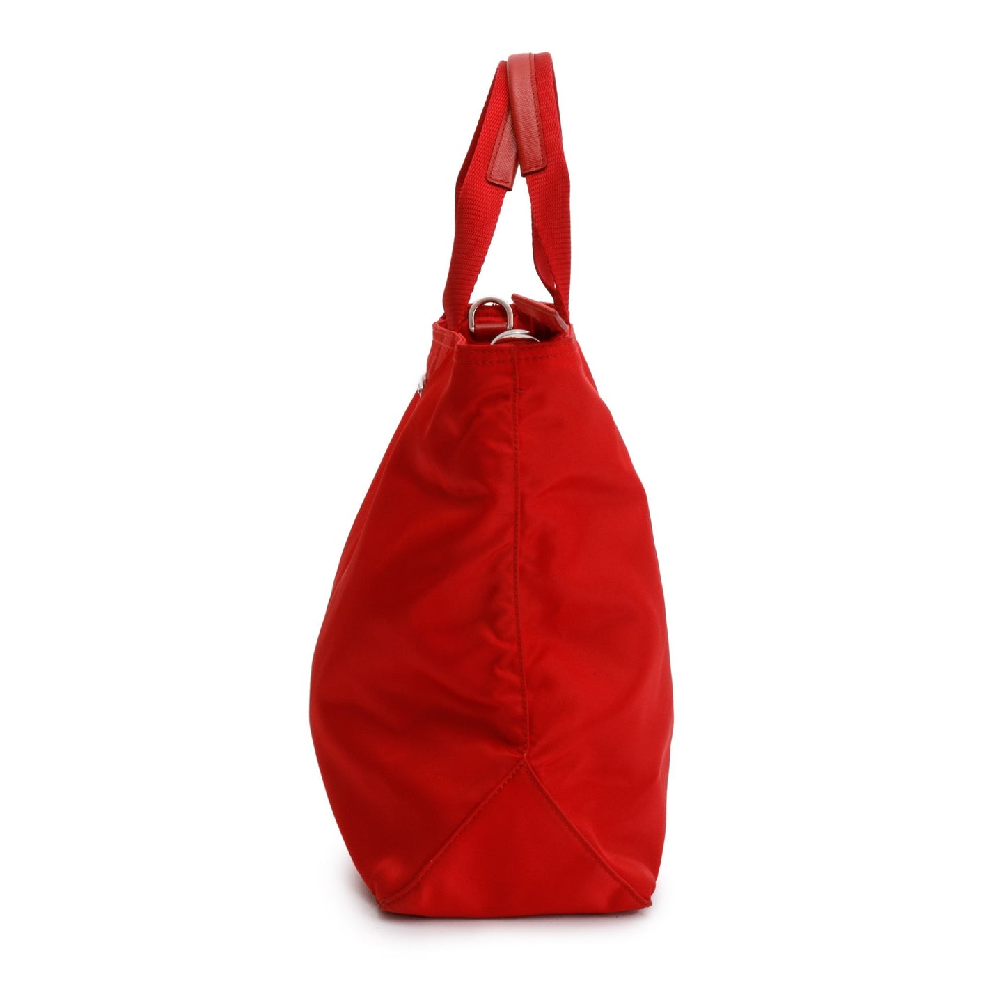 Prada Red Leather Trimmed Tessuto Nylon Convertible Tote