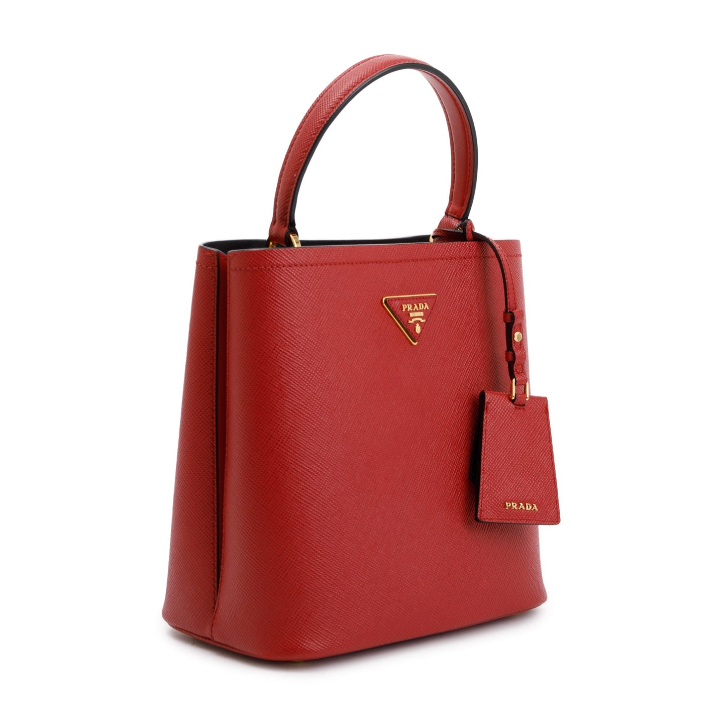 Prada Red Saffiano Cuir Medium Panier Bag