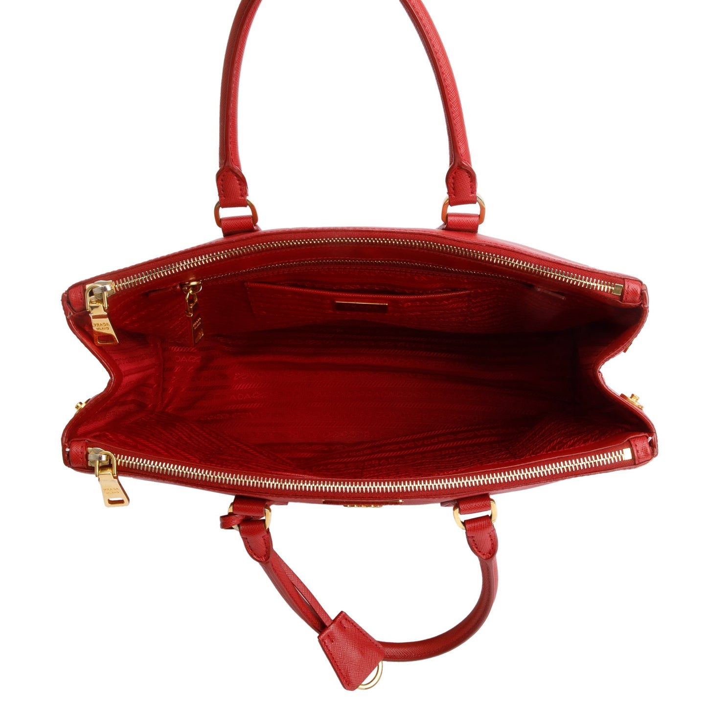Prada Red Saffiano Lux Large Double Zip Galleria Tote