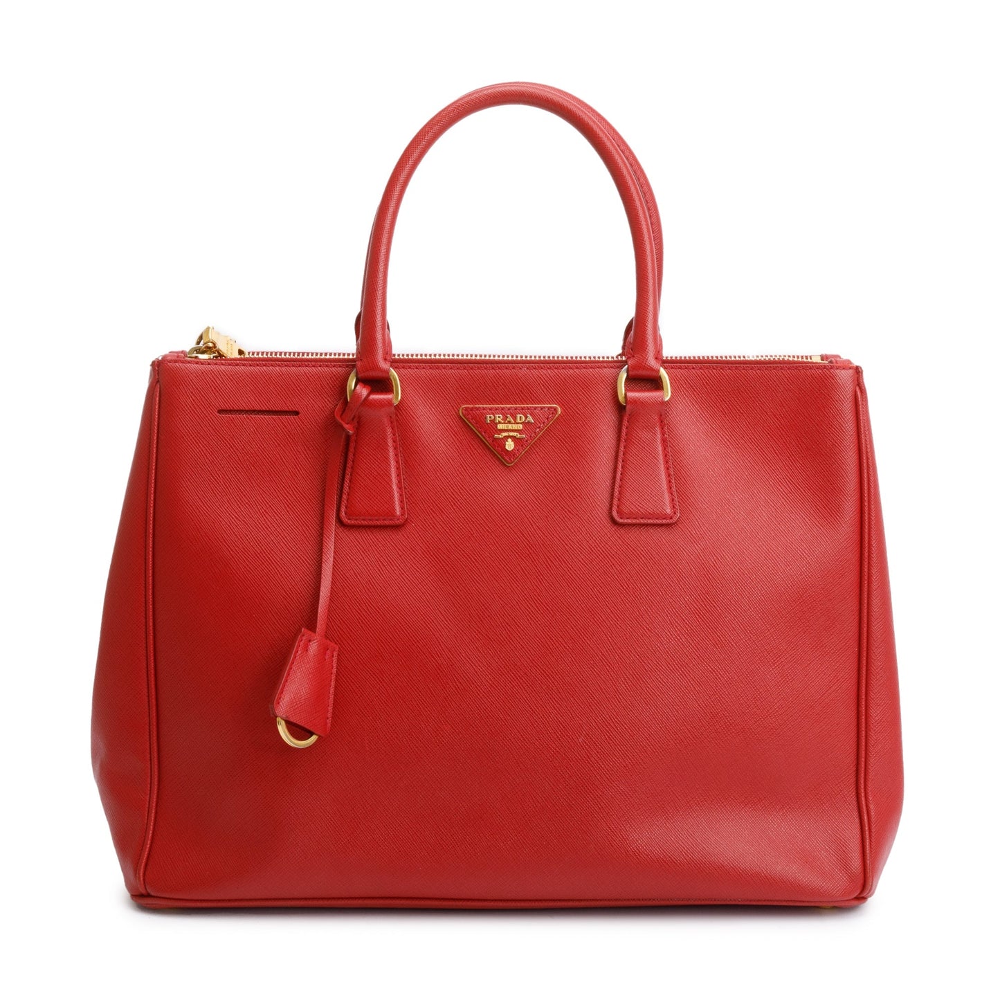 Prada Red Saffiano Lux Large Double Zip Galleria Tote