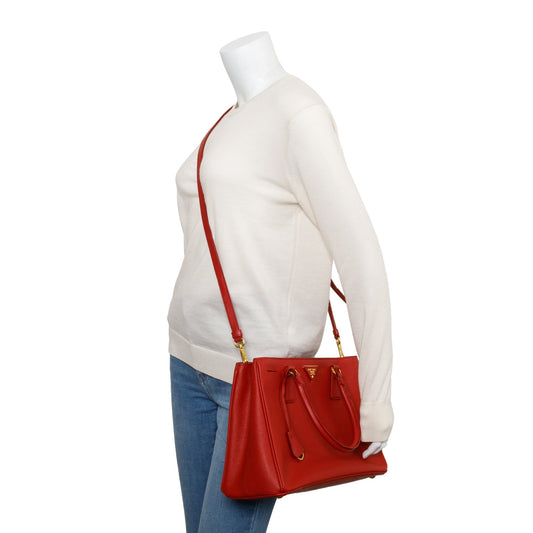 Prada Red Saffiano Lux Medium Galleria Tote