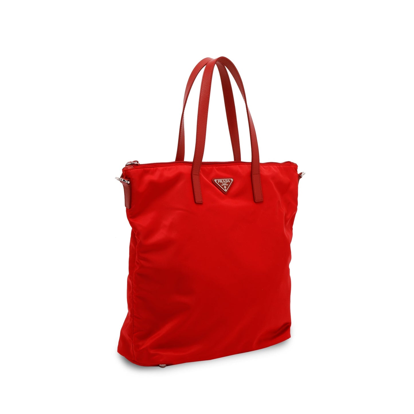 Prada Red Saffiano-Trimmed Vela Tote