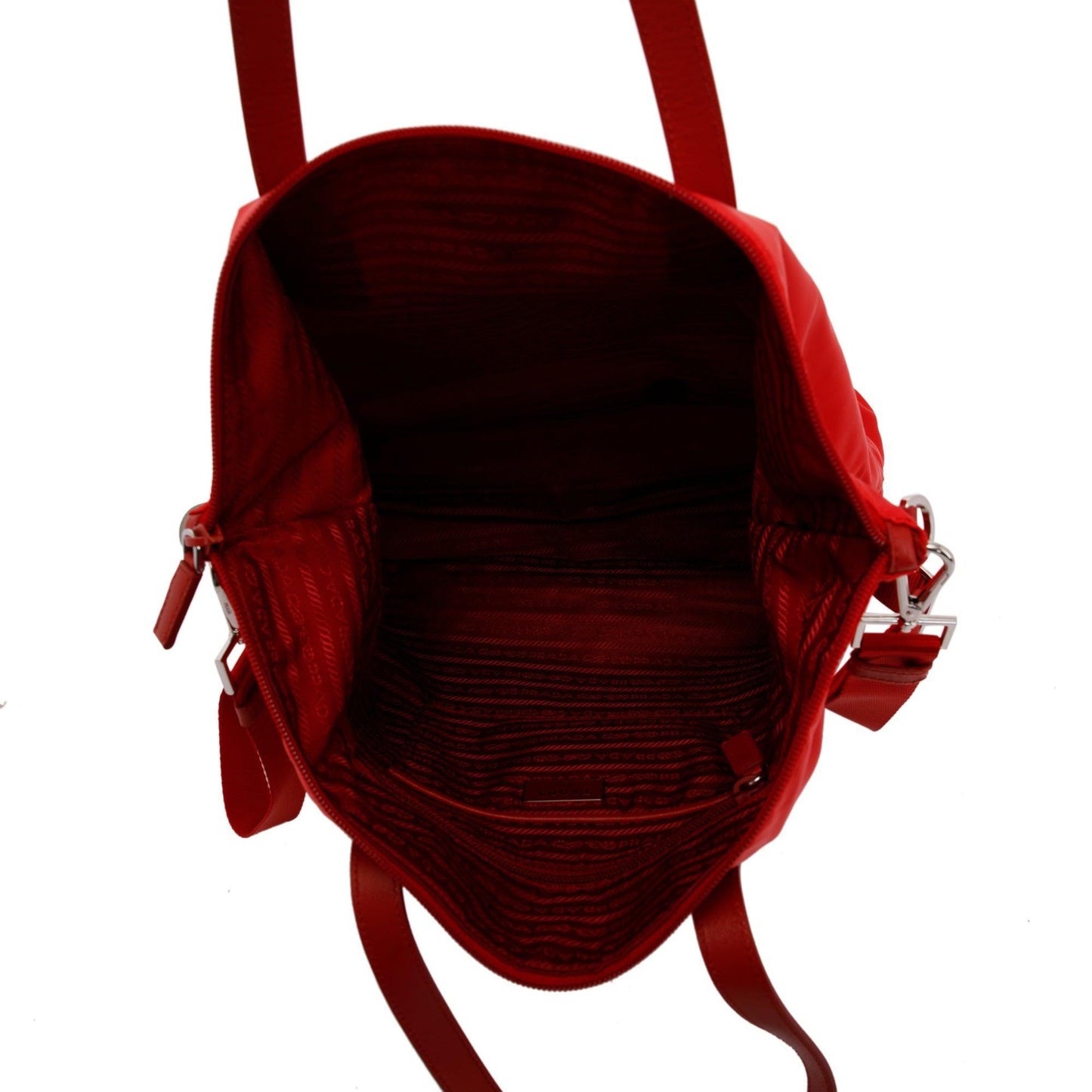 Prada Red Saffiano-Trimmed Vela Tote
