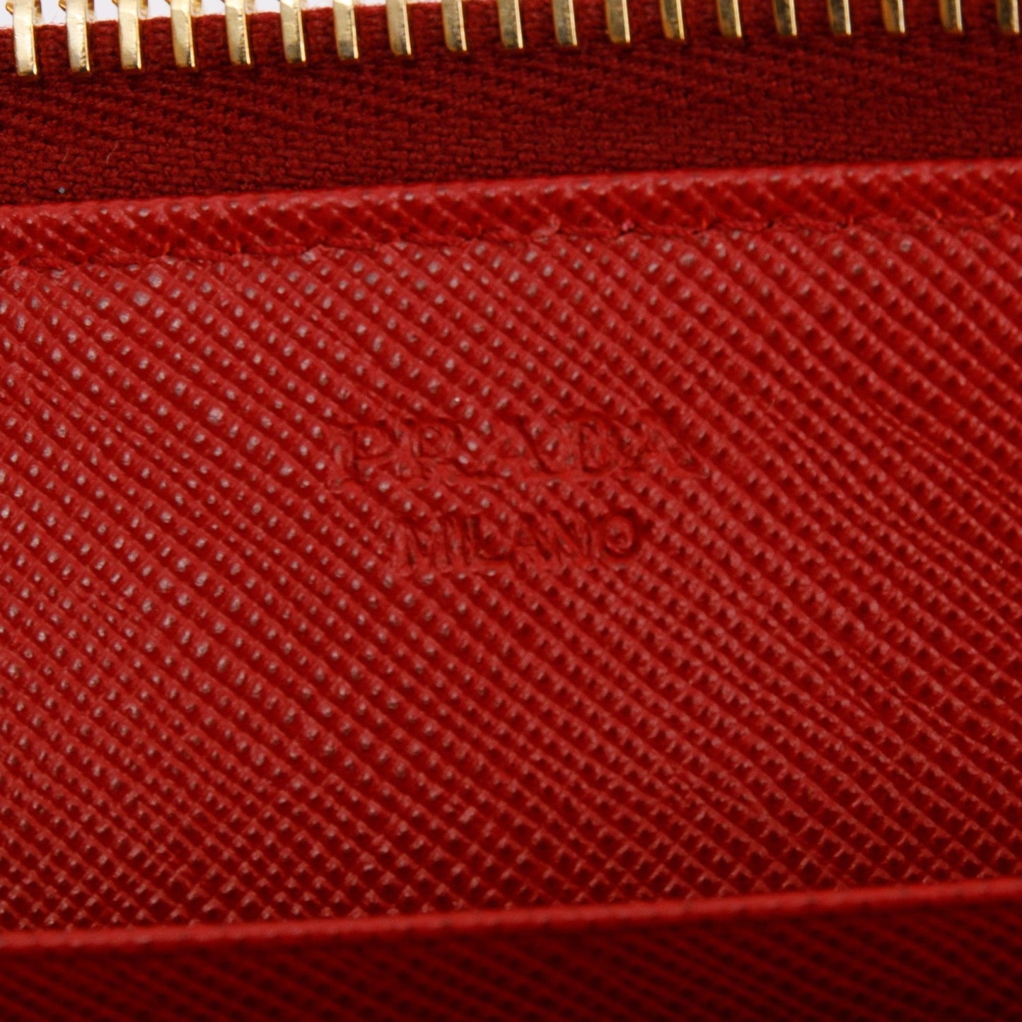 Prada Red Saffiano Zip Around Wallet