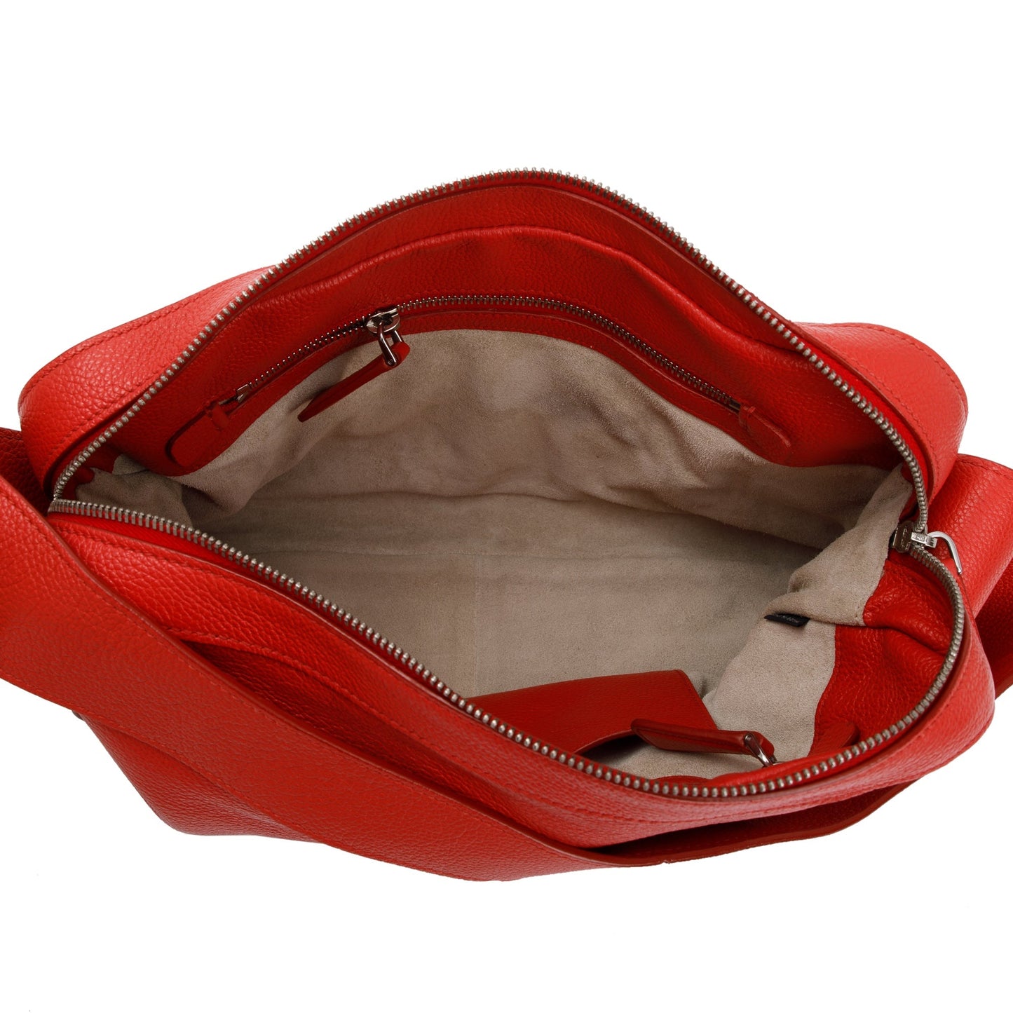 Prada Red Vitello Daino Leather Zipped Shoulder Bag