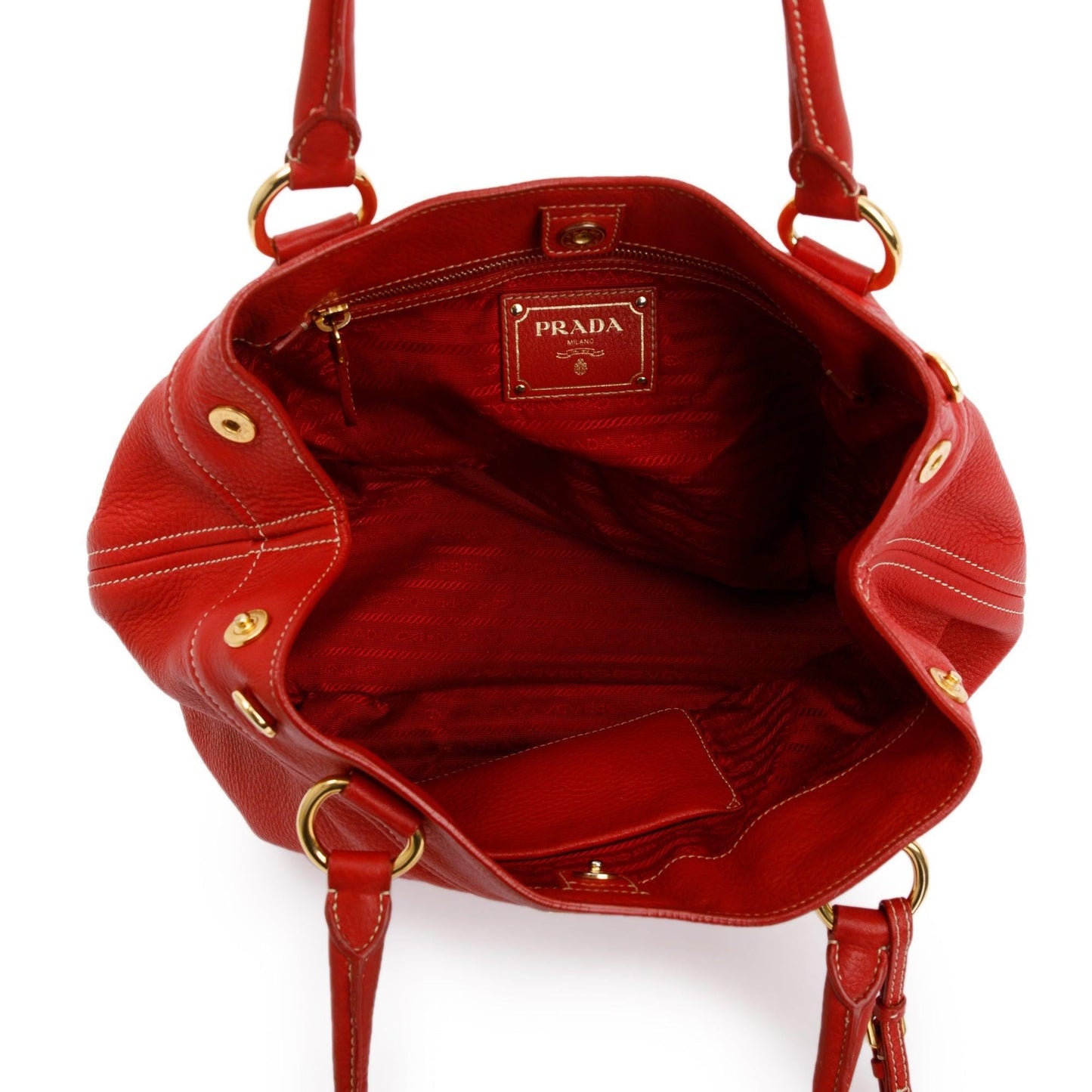 Prada Red Vitello Daino Shoulder Bag