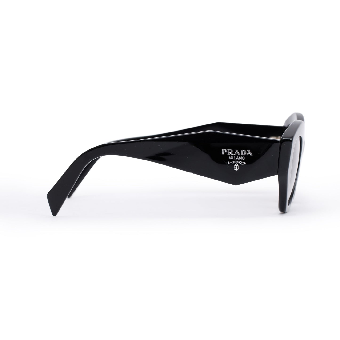 Prada SPR 07Y Black Acetate Symbole Cat-Eye Sunglasses