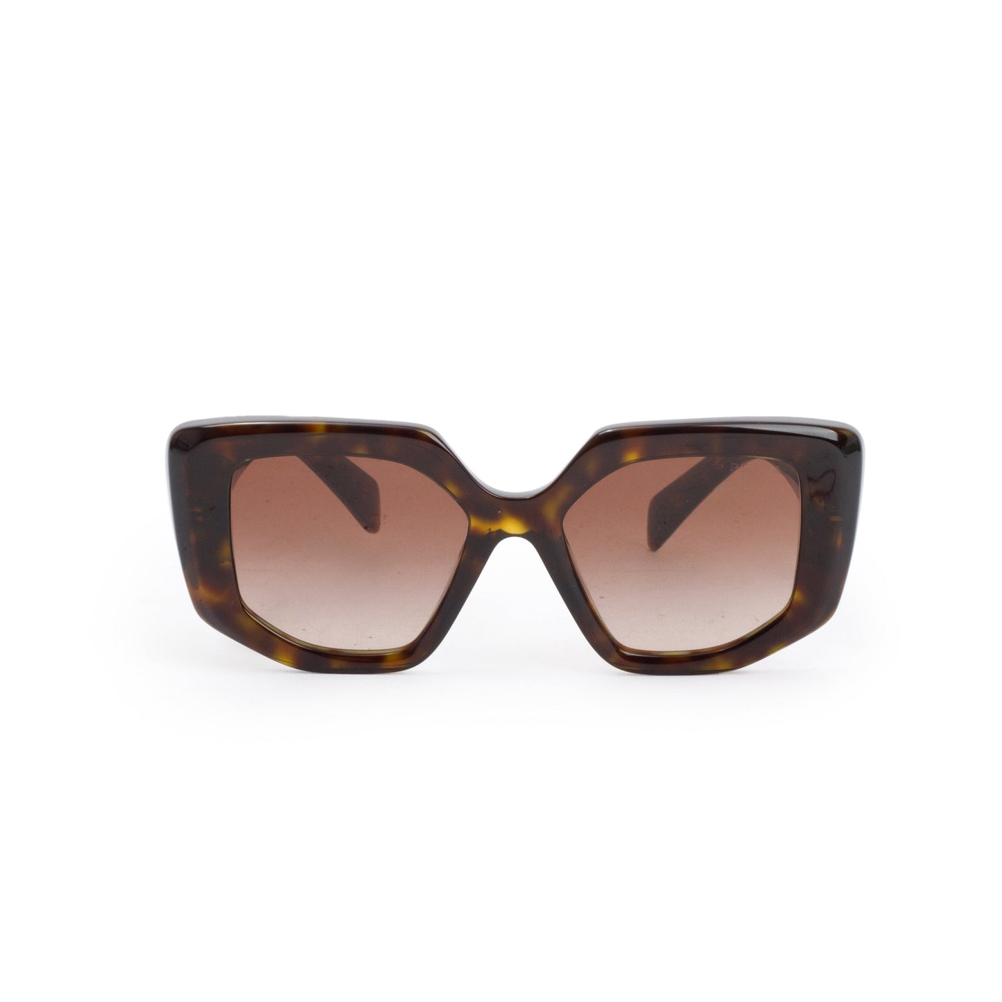 Prada SPR 14Z Havana Acetate Triangle Logo Sunglasses