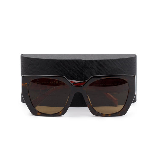 Prada SPR 15W Brown & Red Acetate Cat-Eye Sunglasses