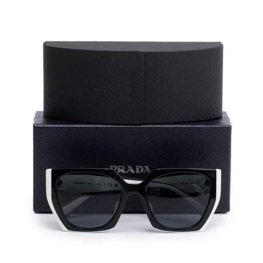 Prada SPR 15W-F Black/White Acetate Prada Logo Sunglasses