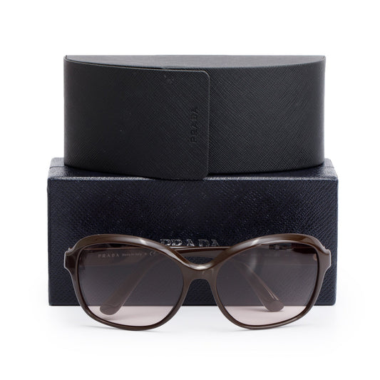 Prada SPR 18Q Brown Acetate Square Sunglasses