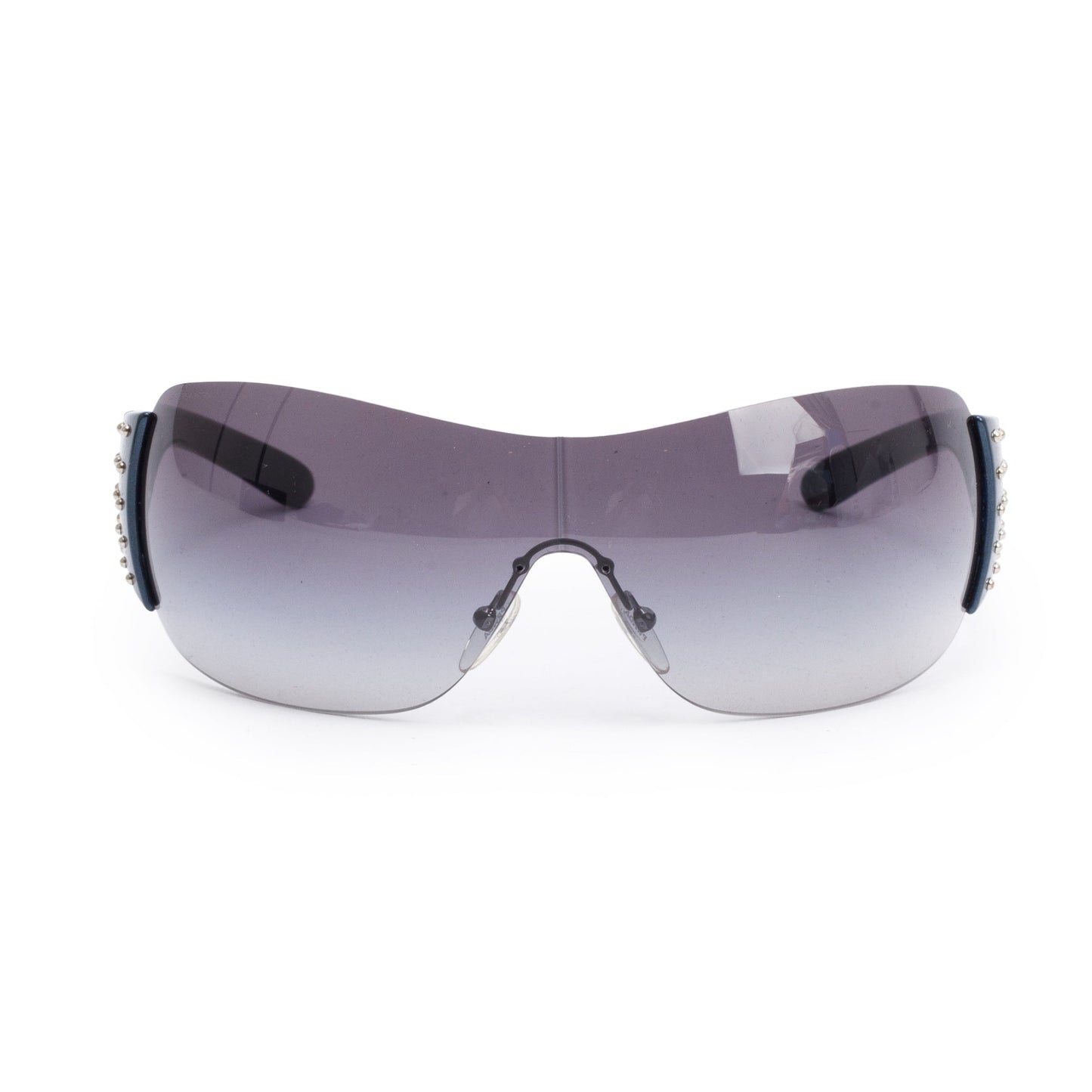 Prada SPR 29L Blue Acetate Studded Shield Sunglasses