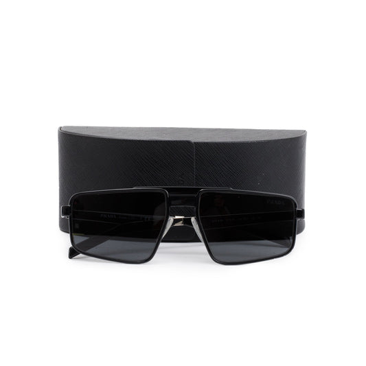 Prada SPR 61W Black Acetate Tinted Square Sunglasses