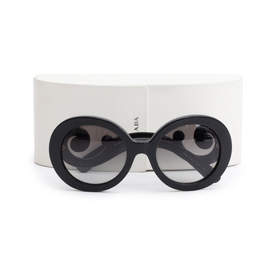 Prada SPR27N Black Acetate Classic Spiral Sunglasses