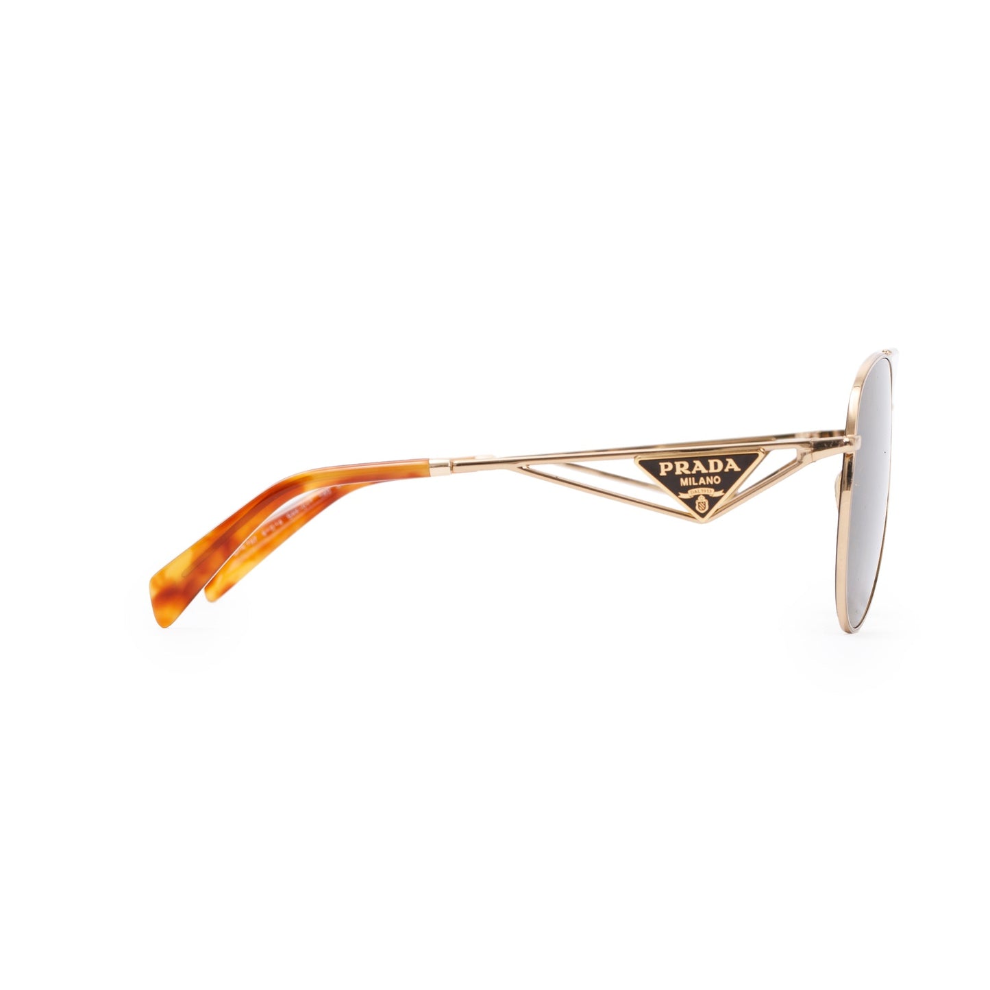Prada SPR737 Gold-Tonte Metal Triangle Logo Aviator Sunglasses