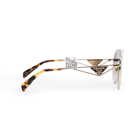 Prada SPR73Z Gold-Tone Metal Triangle Logo Aviator Sunglasses