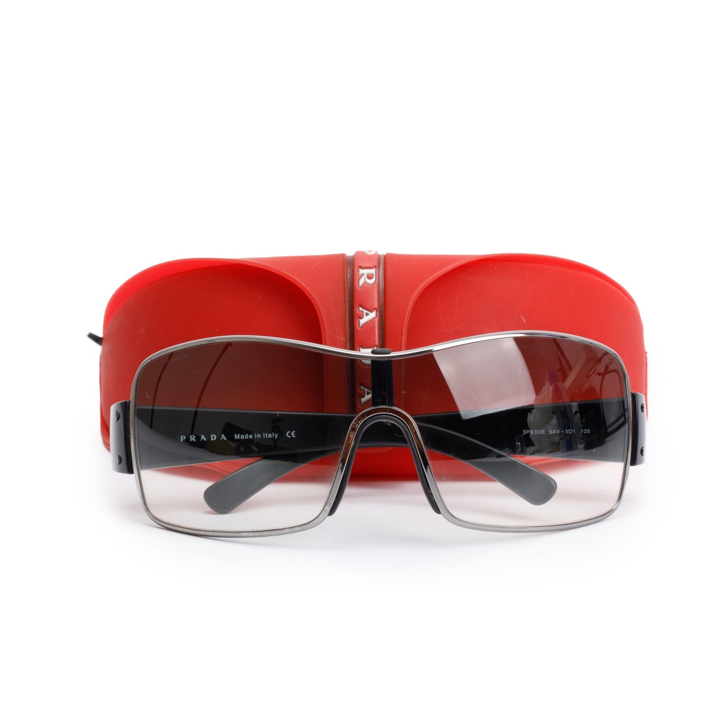 Prada SPS 50E Black Acetate Sport Shield Sunglasses