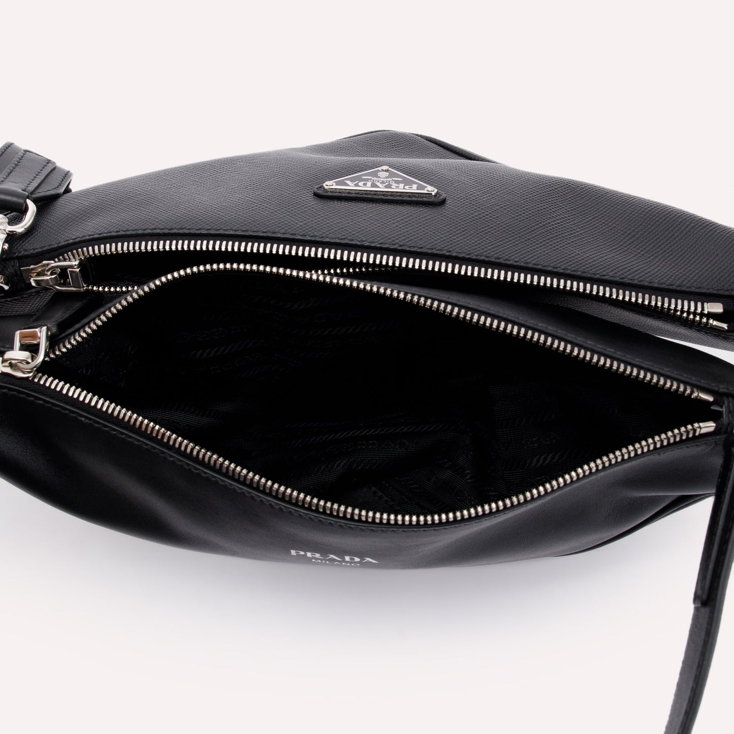 Prada Saffiano City Calf Triangle Double Messenger Bag