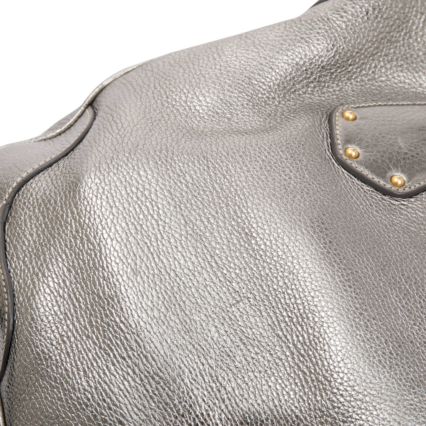 Prada Silver Vitello Daino Leather Tote