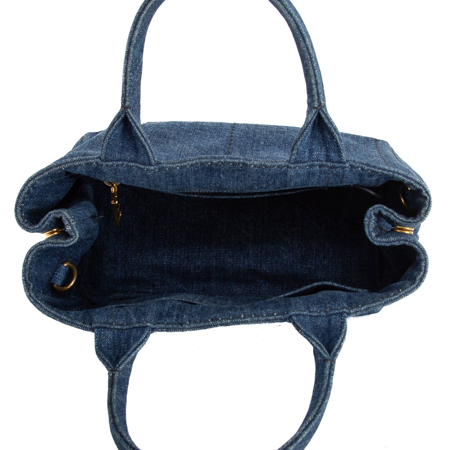 Prada Small Denim Canapa Logo Tote