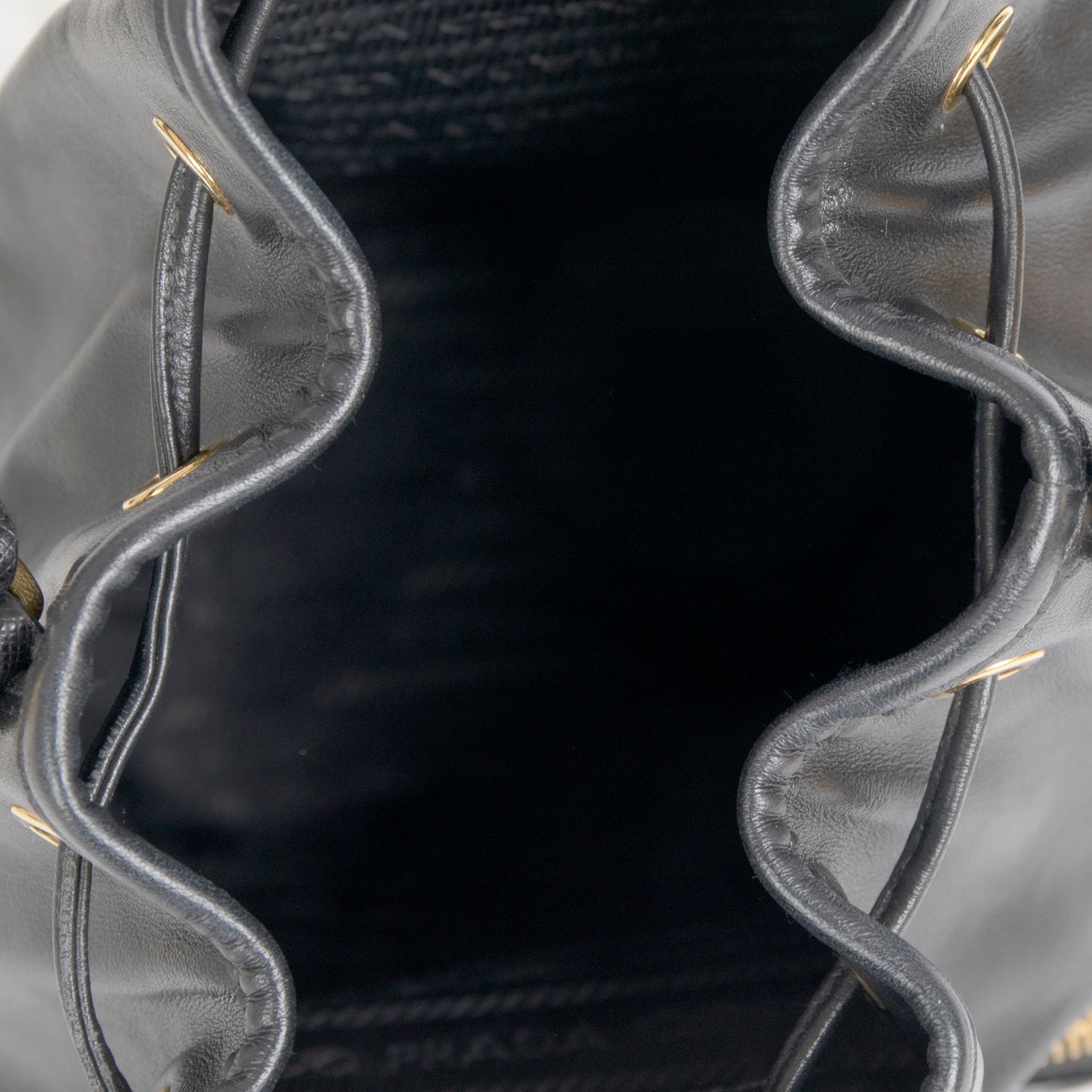 Prada Small Leather Drawstring Bucket Bag