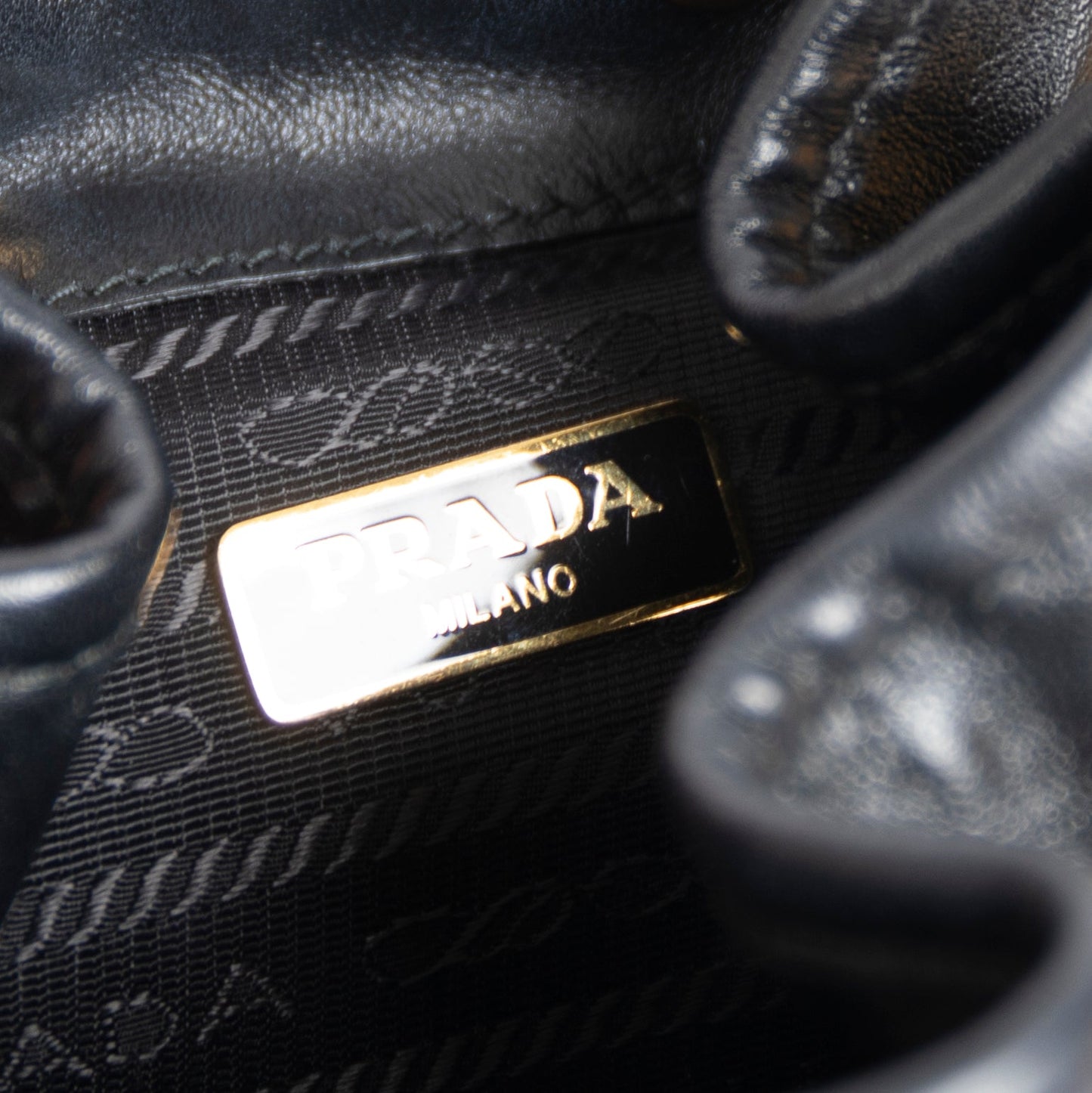 Prada Small Leather Drawstring Bucket Bag