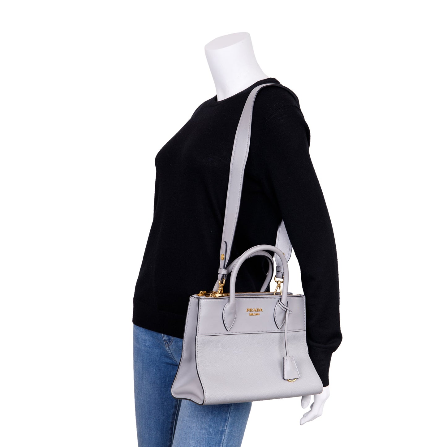 Prada Small Saffiano & City Calf Leather Paradigme Tote