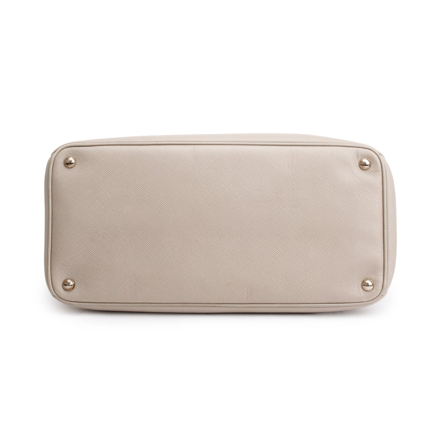 Prada Taupe Saffiano Cuir Medium Turnlock Twin Tote