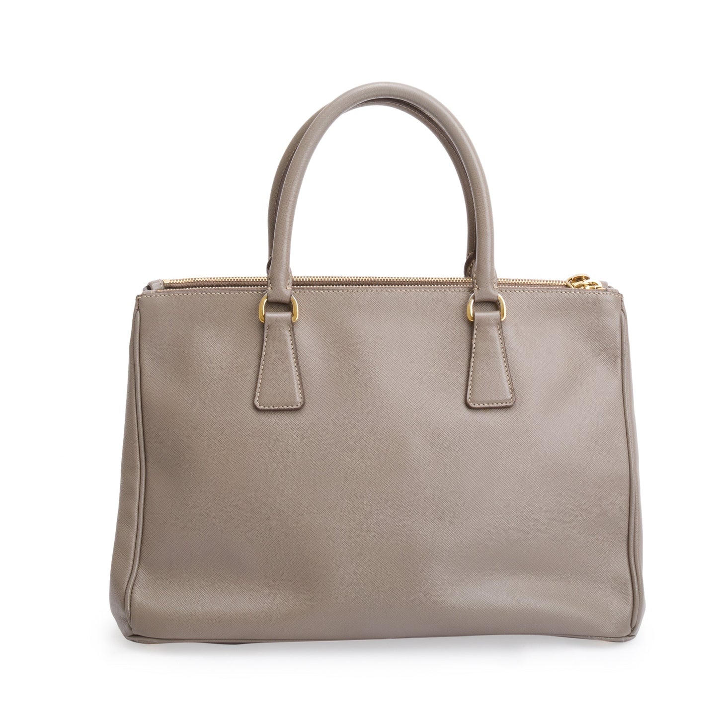 Prada Taupe Saffiano Lux Medium Double Zip Galleria Tote