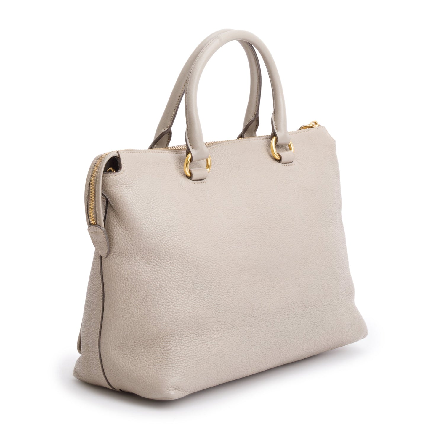 Prada Taupe Vitello Daino Leather Pocket Zip Tote