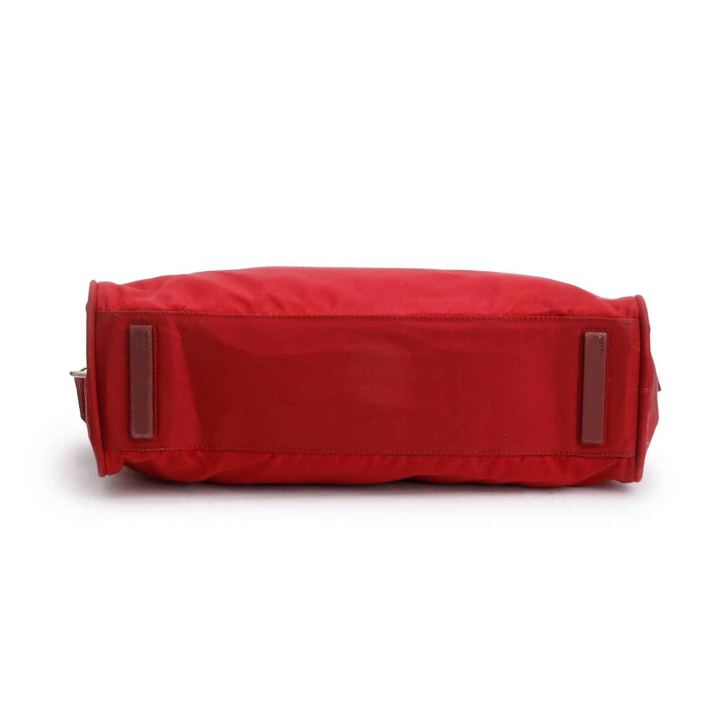 Prada Vintage Red Leather-Trimmed Tessuto Nylon Shoulder Bag