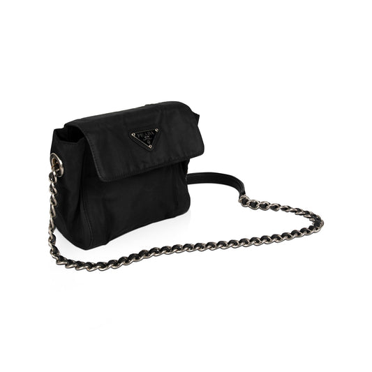 Prada Vintage Tessuto Nylon Chain Crossbody Bag