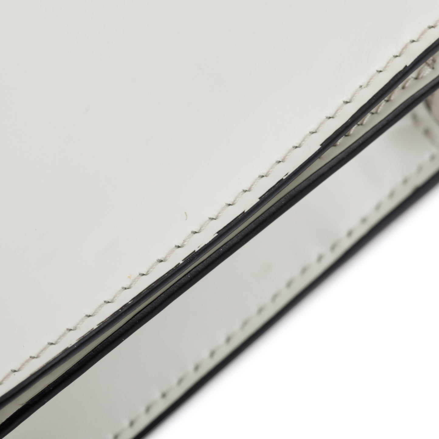 Prada White Brushed Leather Shoulder Bag