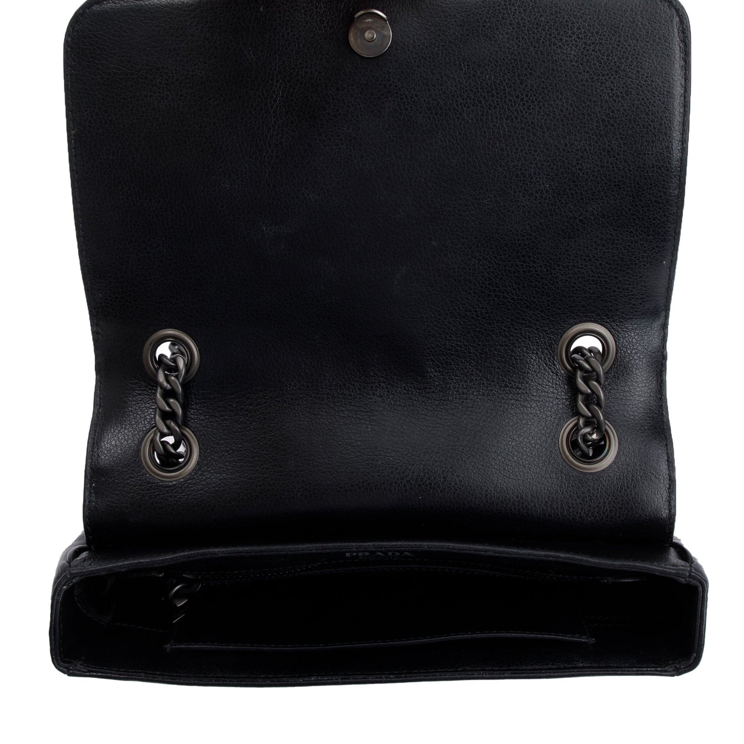 Prada White Leather Glace Studded Crossbody Bag