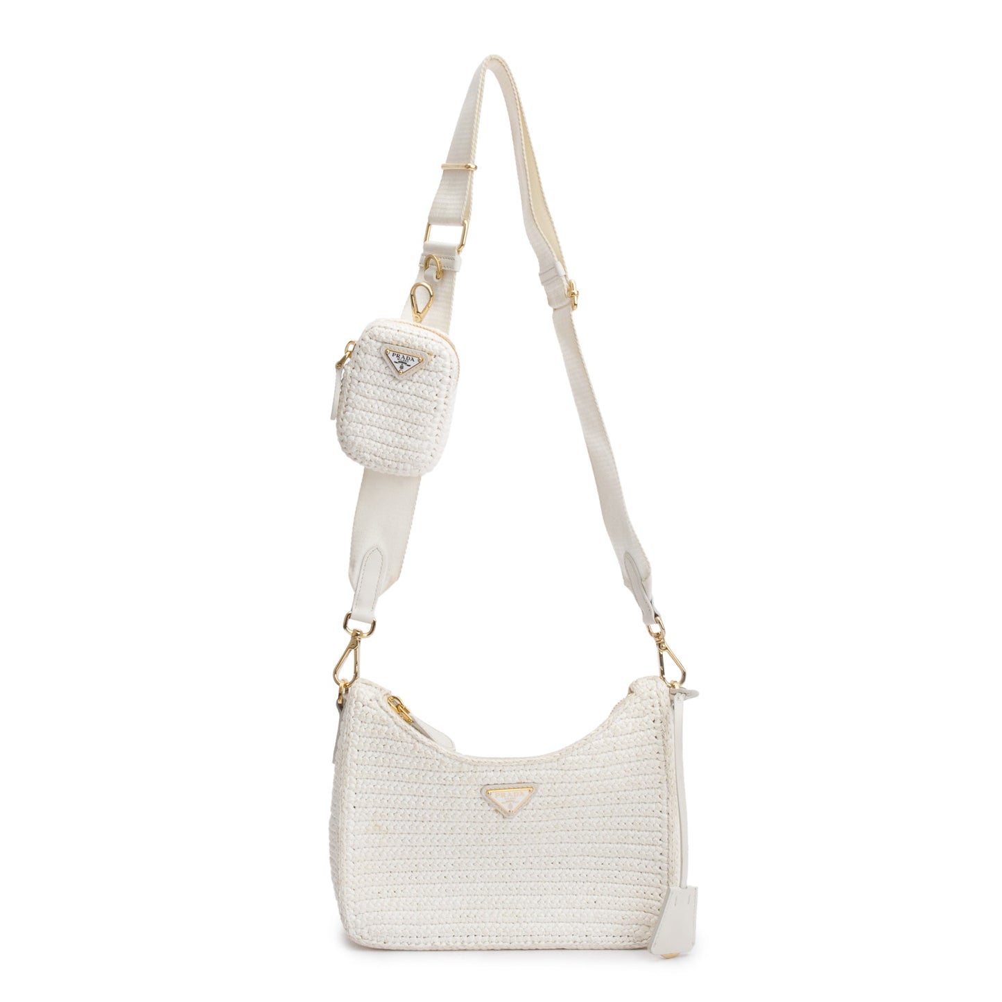 Prada White Re-Edition 2005 Crochet Shoulder Bag