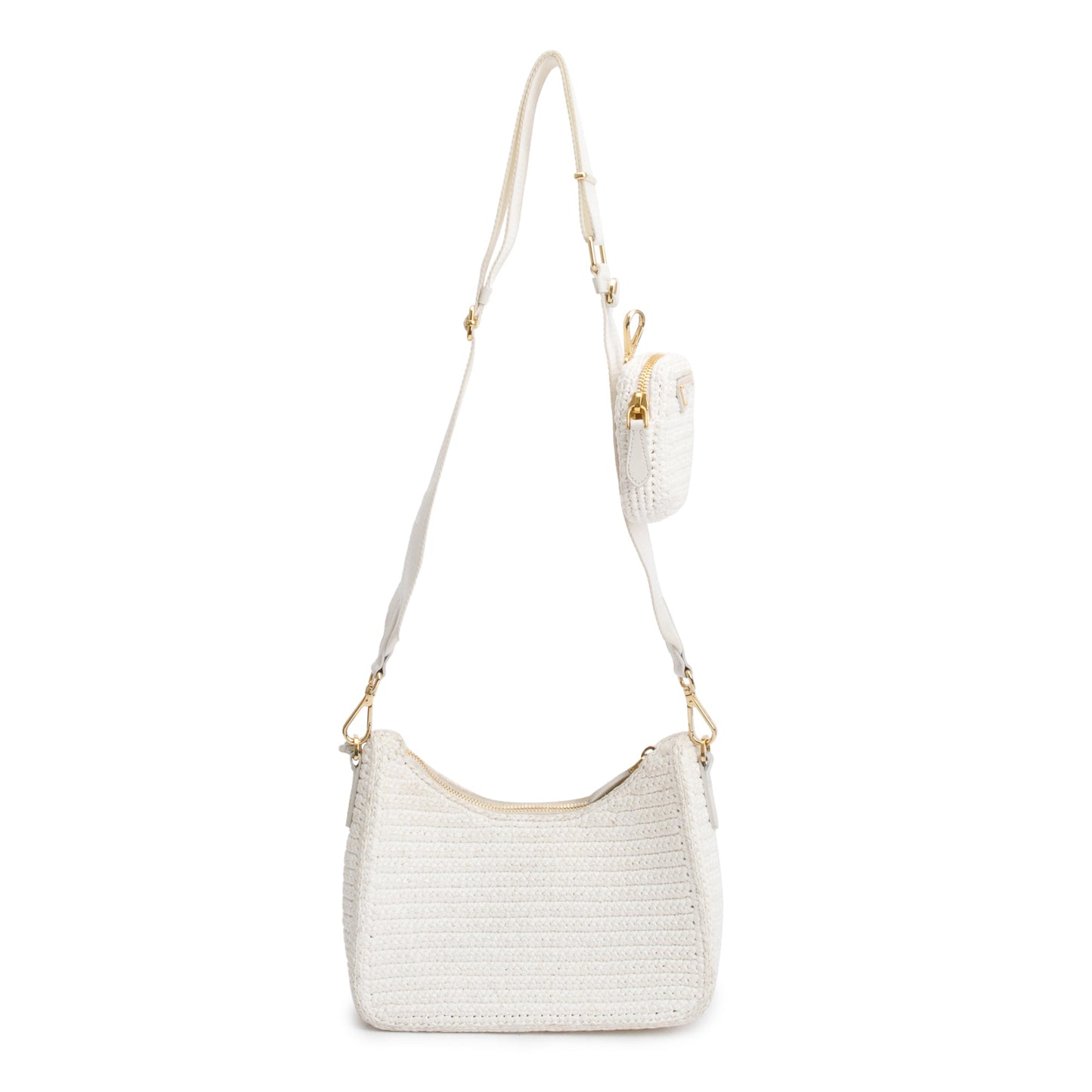 Prada White Re-Edition 2005 Crochet Shoulder Bag